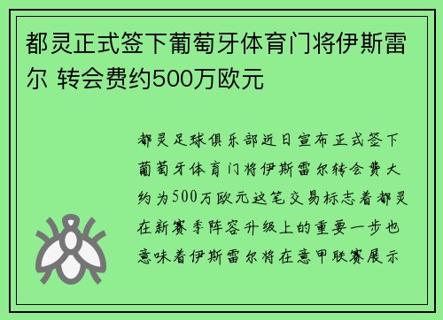 都灵正式签下葡萄牙体育门将伊斯雷尔 转会费约500万欧元 都灵正式签下葡萄牙体育门将伊斯雷尔 转会费约500万欧元